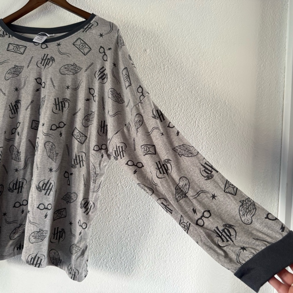 Cozy Harry Potter Wizarding World Loungewear Soft Sleep Shirt Gray XXL Fan Merch - Picture 5 of 12